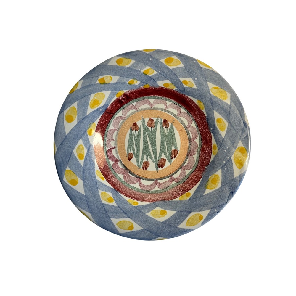 Vintage MacKenzie-Childs Aalsmeer Bread Plate 7" Blue Hand Painted 1994 Tulip